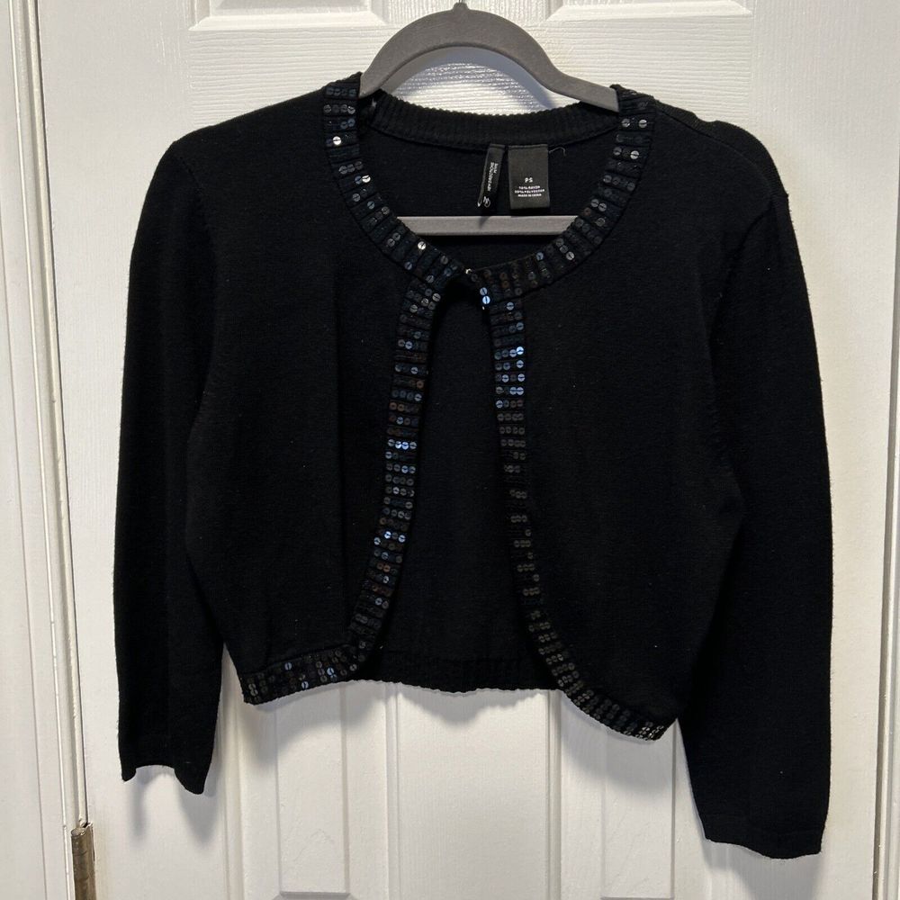 Women's Black Shrug size Petite Small Sequin Trim Y2K New Direction